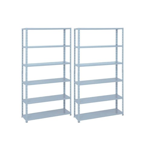 Kit - 2 Estantes Leve de Metal Reforçada 40 Cm 6 Níveis 25kg por Bandeja - Sa Gôndolas