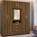 Ver imagem 1 de Guarda-Roupa Capelinha Casal 7 Portas 3 Gavetas com Espelho e Pés Grafite Colibri Móveis