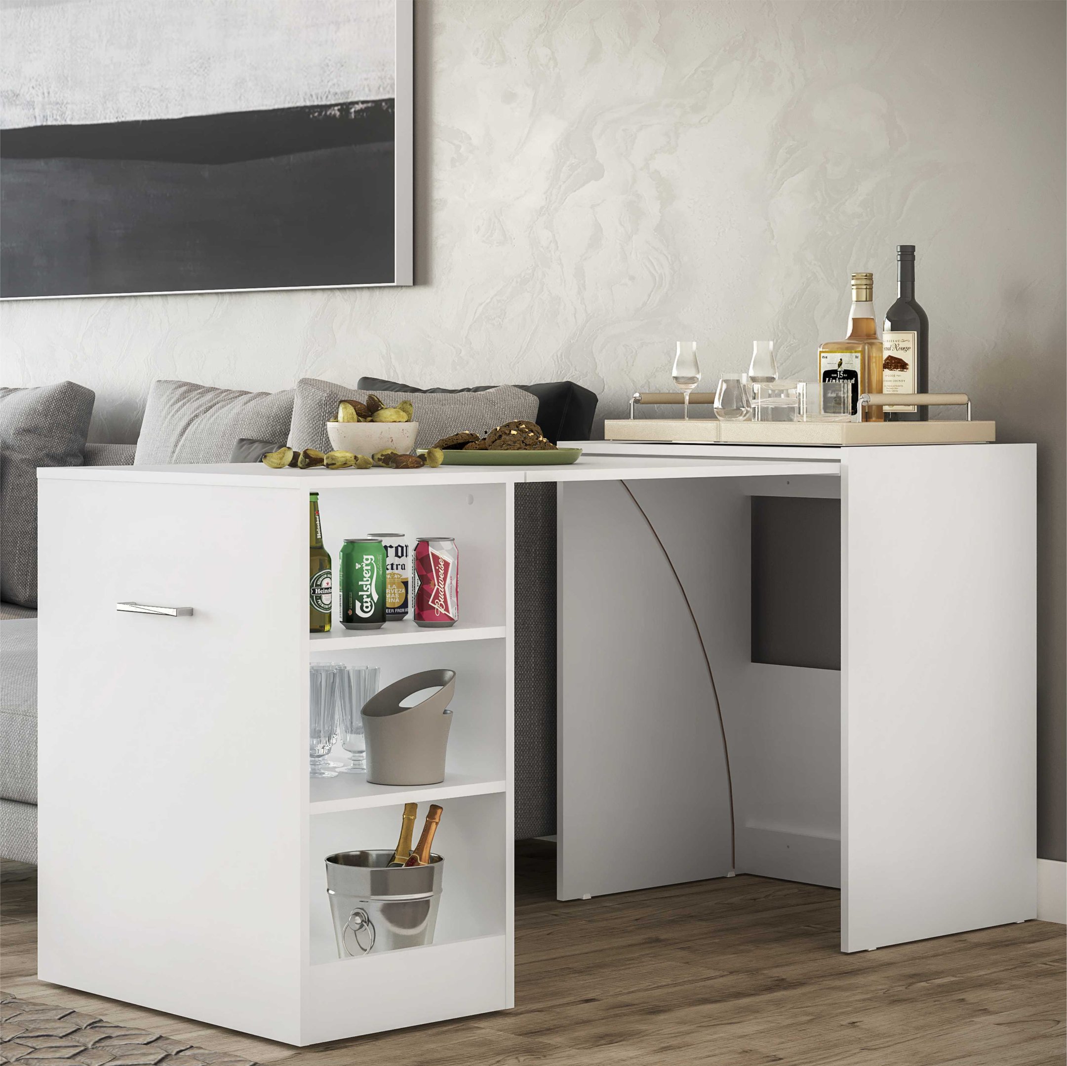 Aparador Bar com Mesa Dobrável Multimóveis Ibiza Fg1000 Branco - 1