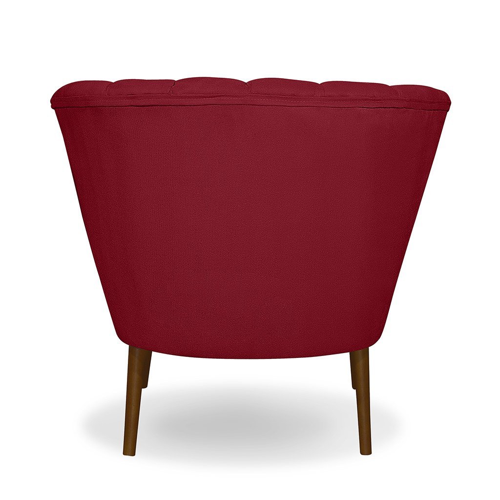 Poltrona Pétala Flor Decorativa Suede Vermelho - 4