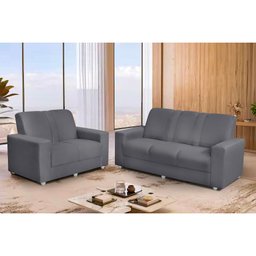 Conjunto de Sofá Roma 3 e 2 Lugares 1,74m X 1,24m Suede Cinza - Sofá Casa - 1