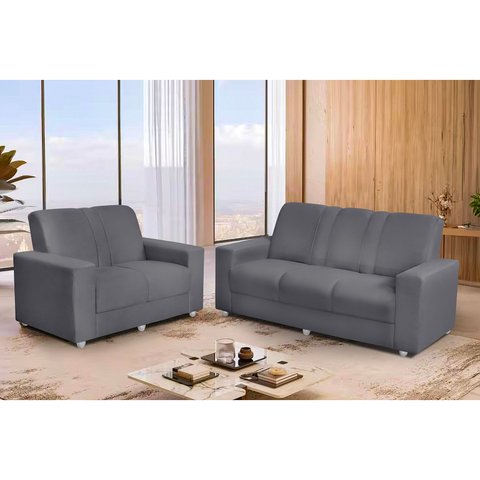 Conjunto de Sofá 1,74m X 1,24m 3 e 2 Lugares Suede Roma Cinza