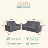 Conjunto de Sofá 1,74m X 1,24m 3 e 2 Lugares Suede Roma Cinza - 4