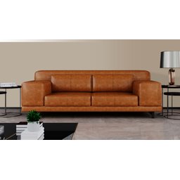 Sofá 4 Lugares Living 220cm Couro Soft Mel - Mozzelar - 1
