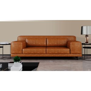 Sofá 4 Lugares Living 220cm Couro Soft Mel - Mozzelar