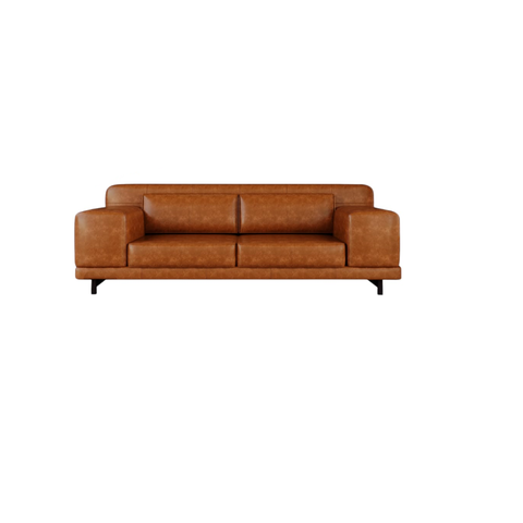 Sofá Decorativo Sala de Estar Living 3 Lugares 220cm Couro Soft Mel - Mozzelar