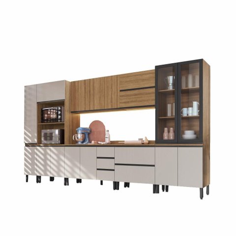 Cozinha Modulada Completa Plátano Quiditá 10 Peças Marrom Branco
