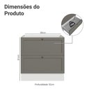 Ver imagem 2 de Balcão de Cozinha 80 cm 2 Gavetas (sem Tampo) Branco/Cinza Vik Madesa
