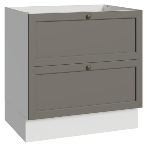 Balcão de Cozinha 80 cm 2 Gavetas (sem Tampo) Branco/Cinza Vik Madesa