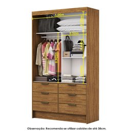 Guarda Roupa Casal Modulado Sevilha 4 e 2 Portas 8 Gavetas Plus Carioca Móveis - 6