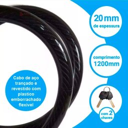 Cadeado Corrente Extra Grande 120cm Aço de 20mm Grosso Tranca Anti Furto com 2 Chaves para Bicicleta - 5