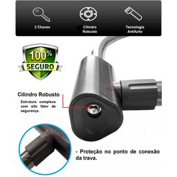 Cadeado Corrente Extra Grande 120cm Aço de 20mm Grosso Tranca Anti Furto com 2 Chaves para Bicicleta - 2