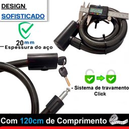 Cadeado Corrente Extra Grande 120cm Aço de 20mm Grosso Tranca Anti Furto com 2 Chaves para Bicicleta - 4