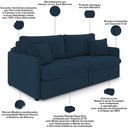 Ver imagem 4 de Sofá Cama Retrátil para Sala de Estar 234cm Una K01 Veludo Azul Marinho - Lyam Decor