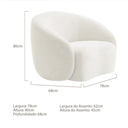 Ver imagem 7 de Kit Sofá 3 Lugares 200cm e 2 Poltronas Orgânico Luxo Recepção Sala de Estar e Tv Amore Bouclé Branco