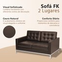 Ver imagem 3 de Sofá Fk 2 Lugares Couro Natural Linha Premium Design Modernista Sala Escritório Recepção - Marrom