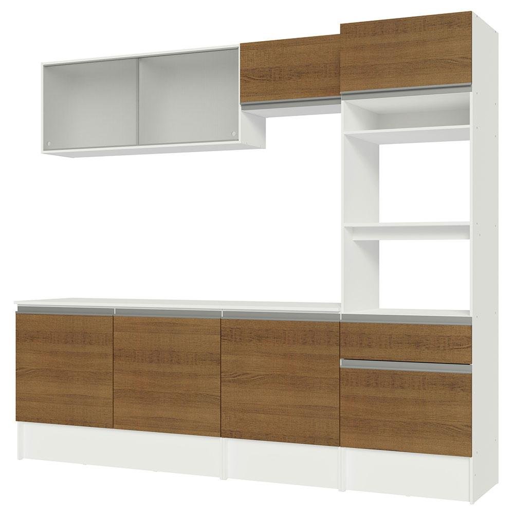 Armário de Cozinha Completa 240cm Branco/Rustic Topazio Madesa 05 - 11