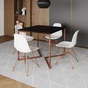 Ver imagem 6 de Mesa Jantar Industrial Quadrada 90cm Preta Base Cobre V com 4 Cadeiras Brancas Eames Eiffel Pés Cobr