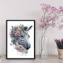 Ver imagem 2 de Quadro Decorativo Zebra Aquarela 33x24cm - com vidro:Madeira branca