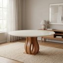 Ver imagem 1 de Mesa de Jantar Redonda com Tampo Vidro/MDF 6 Lugares Casuá Cinamomo Off White