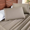 Ver imagem 1 de Jogo Cama Lençol Honore Solteiro Micro Percal 200 Fios C/ Detalhes Bordados 3 Peças - Taupe Bege