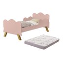 Ver imagem 1 de Mini Cama Infantil Angel Nuvem Rosa com Proteção Lateral de Mdf + Colchão Incluso
