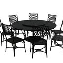 Ver imagem 1 de Conjunto de Jardim Bambú com 8 Cadeiras e Mesa Giratória Aluminio Área Externa Interna Preto
