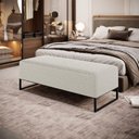 Ver imagem 3 de Kit 02 Puffs Decorativo Sala de Estar Bali W01 Base Ferro 120x50 cm Bouclê Creme - Lyam Decor