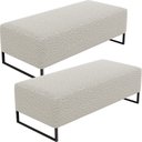 Ver imagem 1 de Kit 02 Puffs Decorativo Sala de Estar Bali W01 Base Ferro 120x50 cm Bouclê Creme - Lyam Decor
