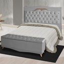 Ver imagem 1 de Kit Cabeceira de Cama Box e Calçadeira Baú Madri King 195 Cm Suede Prata do Lar Móveis e Decora