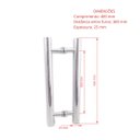 Ver imagem 2 de Puxador H duplo 40x30cm tubular redondo para porta de vidro e portão - Cromado