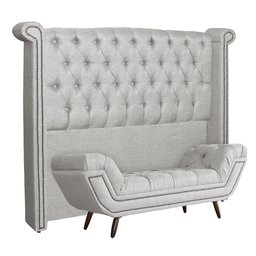 Conjunto Sienna Cabeceira e Recamier Queen 160 Cm Linho Bege - LM DECOR - 1