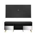 Ver mais imagens de Rack com Painel Retrô com Espelho para TV até 65" Multimóveis Flórida FG3138 Preto/Natural