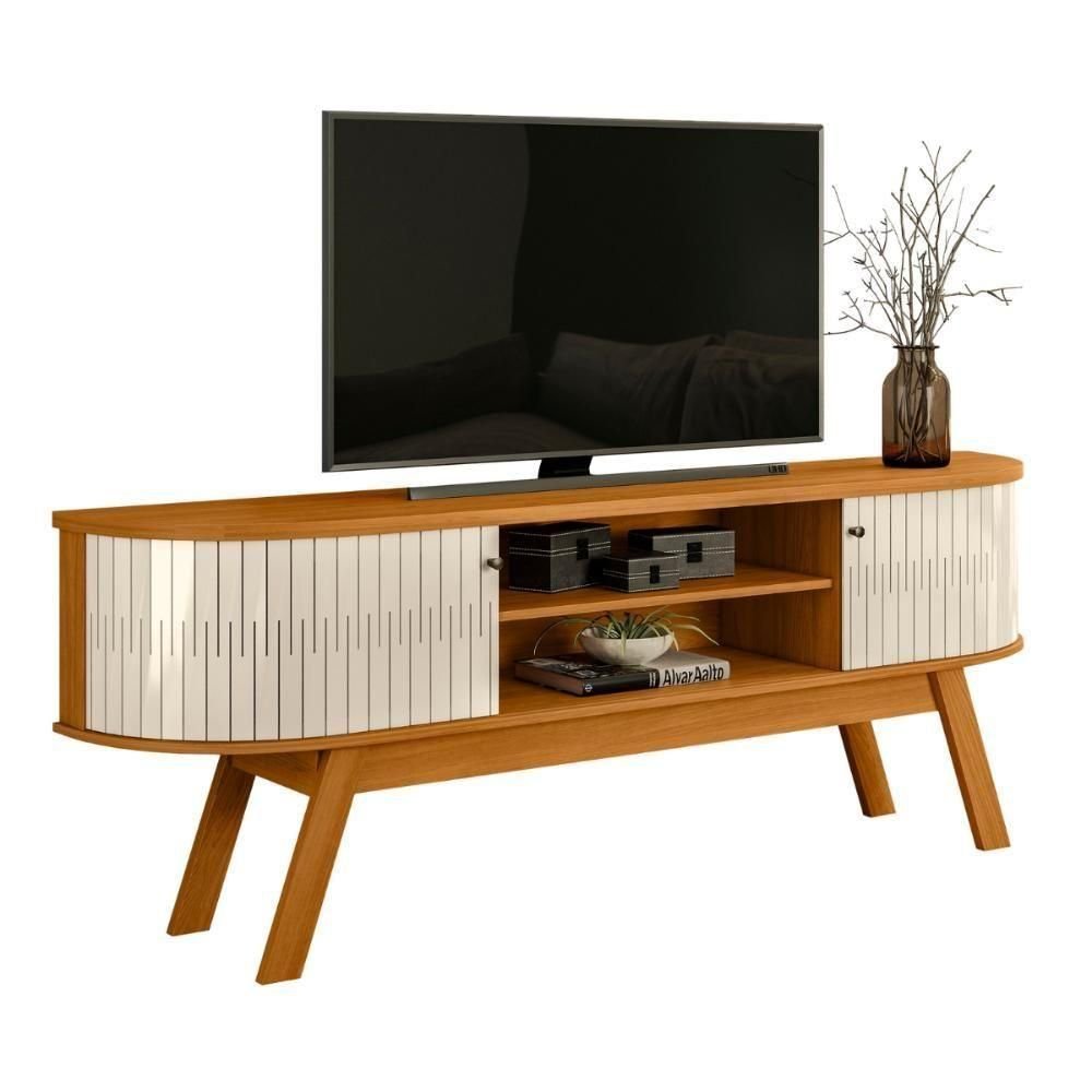 Rack para Tvs de 75 Polegadas Leicester Cinamomo Off White | MadeiraMadeira