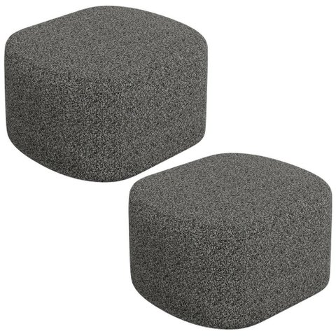 Kit 02 Puffs Decorativo Orgânico para Living Quarto 70cm Doha W01 Linho Mescla Chumbo - Lyam Decor