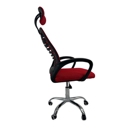 Cadeira Escritório Diretor Oficial Tela Mesh Apoio Nuca - Preto Vermelho - 6