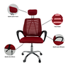 Cadeira Escritório Diretor Oficial Tela Mesh Apoio Nuca - Preto Vermelho + E-book - 3