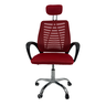 Cadeira Escritório Diretor Oficial Tela Mesh Apoio Nuca - Preto Vermelho + E-book - 4