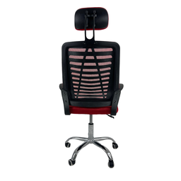 Cadeira Escritório Diretor Oficial Tela Mesh Apoio Nuca - Preto Vermelho - 5