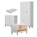 Ver imagem 1 de Quarto de Bebê 3 Portas Fernanda com Berço Ligia Branco Acetinado Bétula e Colchão Gazin –