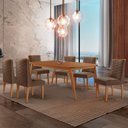 Ver imagem 1 de Mesa de Jantar Copper 180cm Tampo Canto Mdf com 6 Cadeiras Safira Moderna Mobília