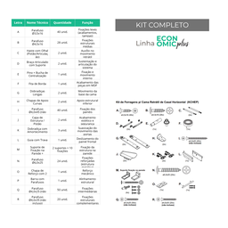 Kit Ferragens para Cama Retrátil de Parede Casal Horizontal - 3