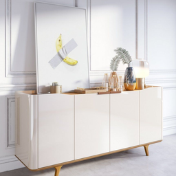 Balcão Buffet Sala Jantar Arc Offwhite 4 Portas 1,80m Mdp - 4