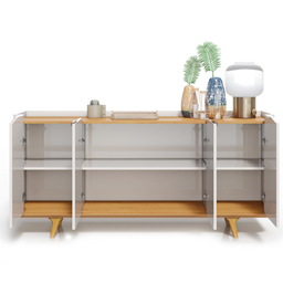 Balcão Buffet Sala Jantar Arc Offwhite 4 Portas 1,80m Mdp - 2