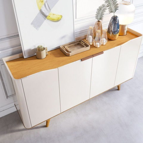 Balcão Buffet Sala Jantar Arc Offwhite 4 Portas 1,80m Mdp