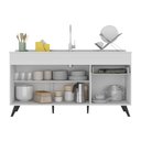 Ver imagem 3 de Balcão Cozinha Gabinete Pia 150Cm 3 Portas Branco/preto