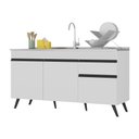 Ver imagem 1 de Balcão Cozinha Gabinete Pia 150Cm 3 Portas Branco/preto