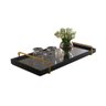 Bandeja Decorativa Espelhada Alça Dourada Larflex Preta - 2