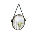 Ver imagem 2 de Espelho Decorativo Adnet Marrom Alça Corda Naval Preta 40 cm Redondo 40 cm