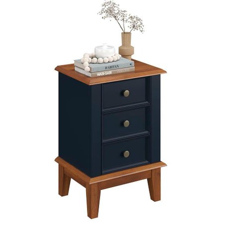 Mesa de Cabeceira Madeira Maciça - Cor: Azul Petróleo